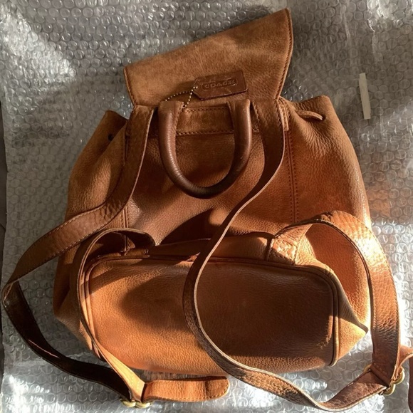 Rare! Vintage COACH Sonoma Backpack Purse Drawstring Brown Leather-Used - Picture 1 of 12